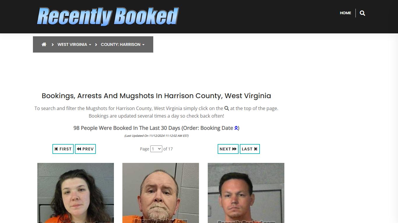 Bookings, Arrests and Mugshots in Harrison County, West Virginia